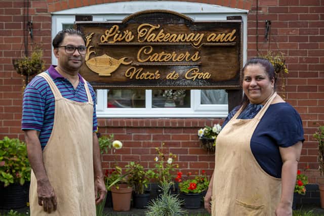 Cefona and Michael Dias at their award winning takeaway, Liv’s in Manchester Credit: SWNS