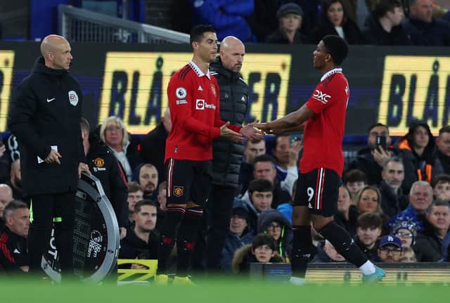 Anthony Martial was replaced in the first half due to injury. Credit: Getty.