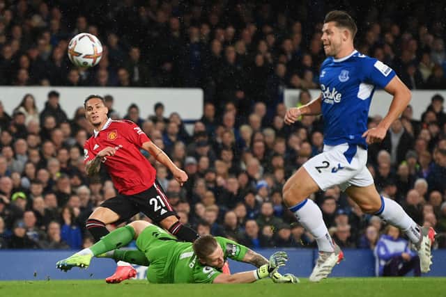 Antony netted from a United breakaway in the first half at Goodison Park. Credit: Getty.