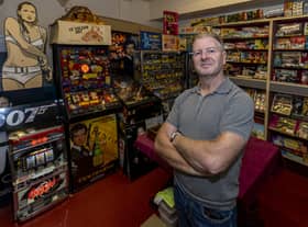 The biggest collection of James Bond memorbilia is owned by Nick Bennett in Leigh Credit: SWNS