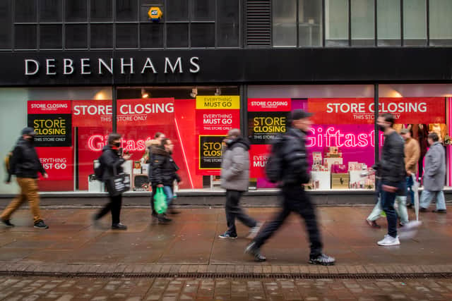 Debenhams in Manchester during its closing down sale in December 2020 Credit: Getty