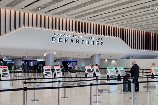 Manchester Airport check in and departures at Terminal Two in October 2022