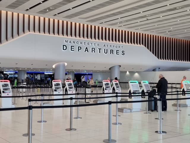 Manchester Airport check in and departures at Terminal Two in October 2022