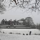 Snow covers the ground around Bramall Hall in Stockport Credit Getty