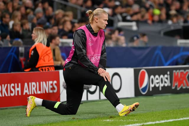 Haaland was an unused substitute against Copenhagen. Credit: Getty.