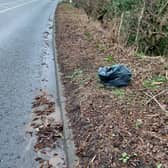 The bag of rubbish which had been dumped on Huddersfield Road in Stalybridge. Photo: Tameside Council