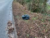 The bag of rubbish which had been dumped on Huddersfield Road in Stalybridge. Photo: Tameside Council