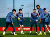Marcus Rashford was back in Manchester United training on Monday. Credit: Getty.