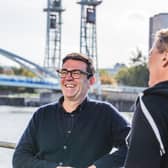 Greater Manchester mayor Andy Burnham and Green Energy Task Force lead Dale Vince at the Green Summit. Photo: Dan Monaghan