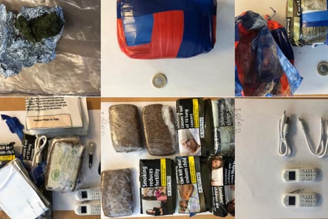 Items that were in the parcels thrown over the perimeter wall of HMP Forest Bank