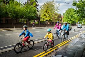A family out cycling in Greater Manchester. Photo: TfGM