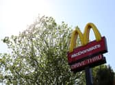 A sign is seen for McDonald’s in Southampton which also has a Drive Thru.