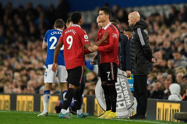Martial has missed the last four games due to an injury he picked up at Goodison Park. Credit: Getty.