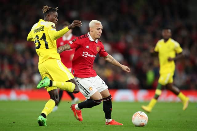 Antony was replaced at half-time against Sheriff. Credit: Getty.