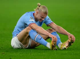 Erling Haaland may not be fit for Manchester City’s clash with Leicester City. Credit: Getty.