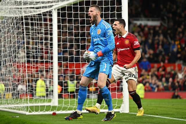 David de Gea’s heroics helped United take all three points against West Ham. Credit: Getty.