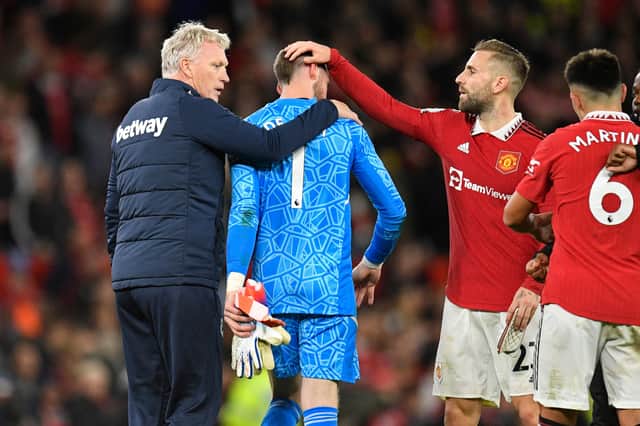 Moyes praised De Gea after his side lost at Old Trafford. Credit: Getty. 