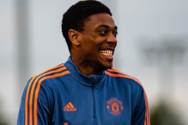 Anthony Martial returned to Manchester United training on Monday. Credit: Getty.