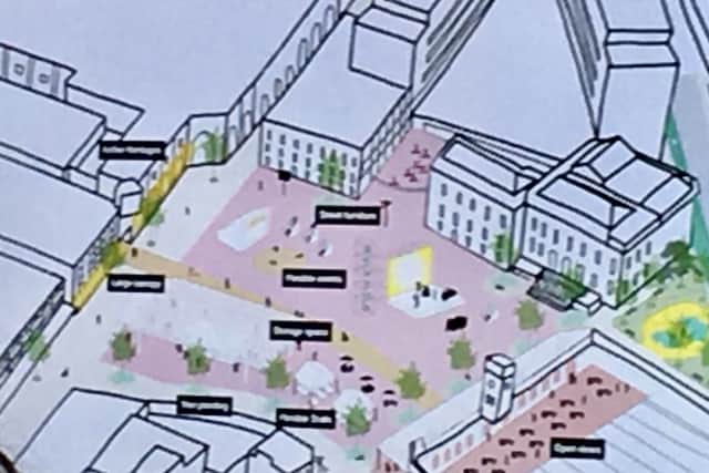 One of the images of the draft proposals for Ashton market square. Photo: LDRS
