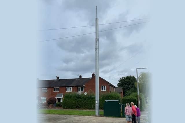 6G mast at Lymm Walk, in Cheadle. Image: LDRS