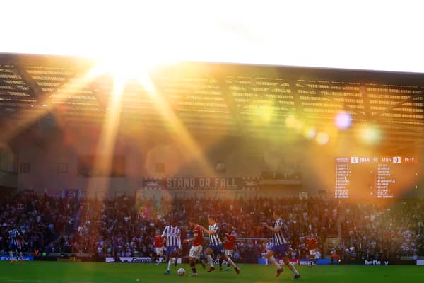 The flare incident occured at Brighton vs Man Utd in May Credit: Getty