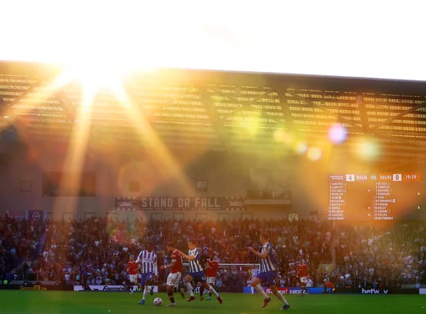 <p>The flare incident occured at Brighton vs Man Utd in May Credit: Getty</p>