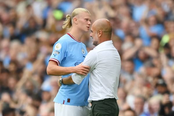 Pep Guardiola mocked Zlatan Ibrahimovic’s comments about Erling Haaland. Credit: Getty.