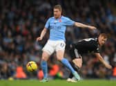 Pep Guardiola praised Kevin De Bruyne after the win over Fulham on Saturday. Credit: Getty.