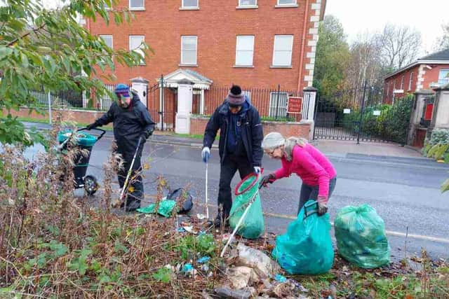 Volunteers taking part in the litter pick near Manchester Airport