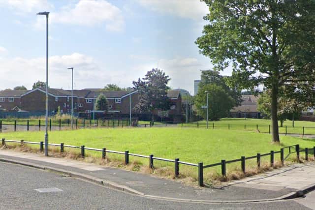 Land between Heatherdale Drive and Tamerton Drive in Cheetham ward set to be sold to Mossacre St Vincent\\\'s. Pictured in July 2019. Credit: Google. 