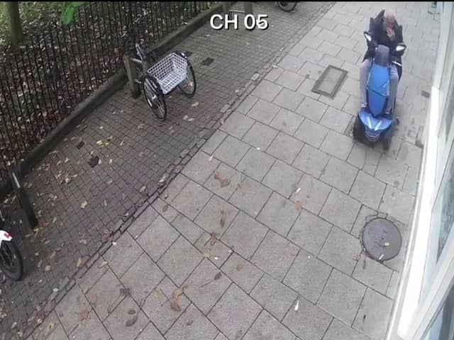 Screen Grab from footage of a pigeon crushed by a man in a scooter.