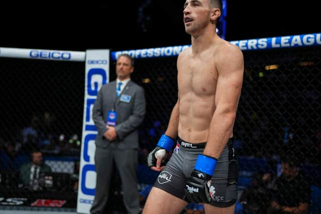 Brendan in the PFL cage at the Copper Box in London. Photo: Cooper Neill/PFL