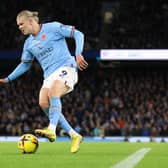Erling Haaland is a doubt for the Premier League meeting between Manchester City and Brentford. Credit: Getty.