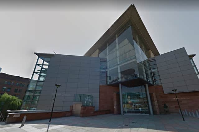 The Bridgewater Hall, built in the 1990s, is a concert hall that is home to Manchester’s Halle orchestra and choirs.  Credit: Google Street View