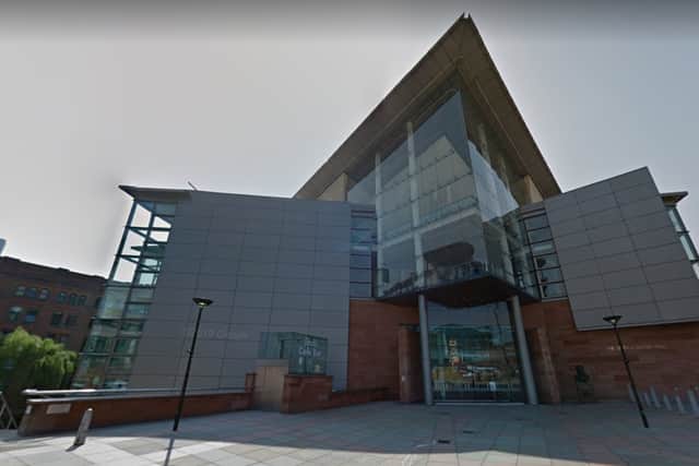 The Bridgewater Hall, built in the 1990s, is a concert hall that is home to Manchester’s Halle orchestra and choirs. Credit: Google Street View