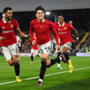 Alejandro Garnacho scores for Manchester United.  
