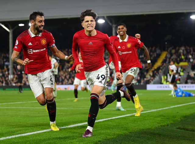 Alejandro Garnacho scores for Manchester United.  