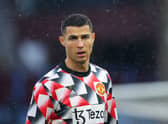  Cristiano Ronaldo of Manchester United warms up prior to the Premier League match between Aston Villa and Manchester United at Villa Park on November 06, 2022 in Birmingham, England. (Photo by James Gill/Getty Images)
