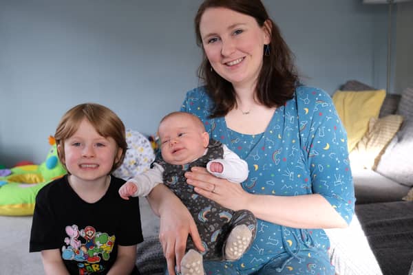  Sinead Lynch with baby Ardal and son Jonas Credit: SWNS