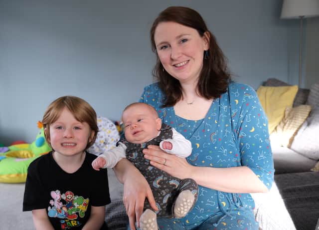 <p> Sinead Lynch with baby Ardal and son Jonas Credit: SWNS</p>