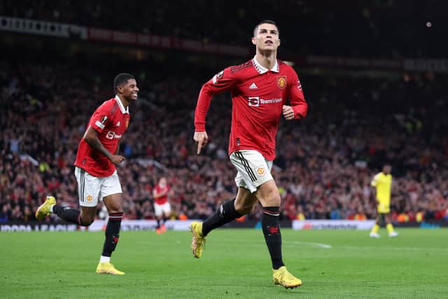 Ronaldo scored against Sheriff on 27 October - could it be his last goal for United? Credit: Getty.
