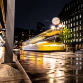 A Metrolink tram at night Credit: Christopher - stock.adobe.com