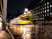 A Metrolink tram at night Credit: Christopher - stock.adobe.com