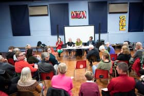 The discussion following the screening of the short film about the cost of living crisis in Glossop. Photo: Steven Speed