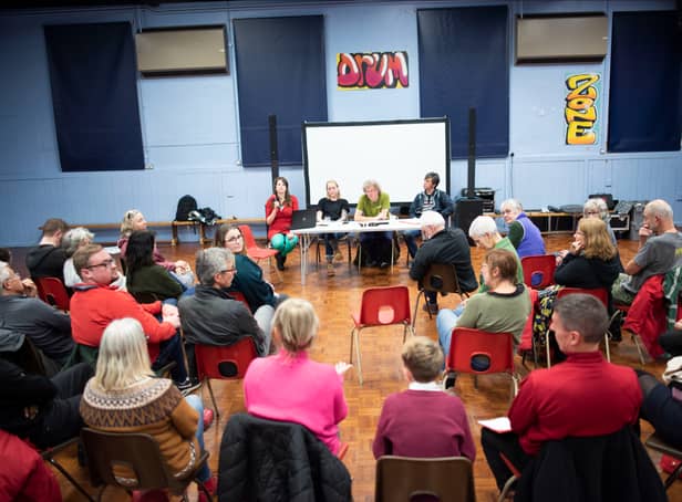 <p>The discussion following the screening of the short film about the cost of living crisis in Glossop. Photo: Steven Speed</p>