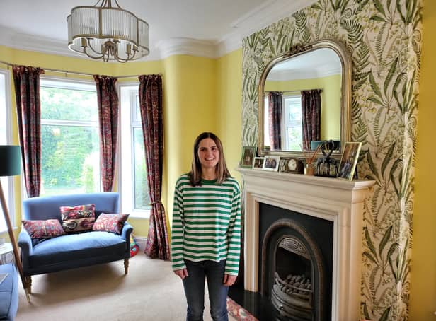 <p>Lyndsey Kavanagh in her retrofitted house in Swinton. Credit: Your Home Better</p>