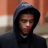 Manchester United footballer, Mason Greenwood, leaves Manchester’s Minshull Street Crown Court Credit: Getty
