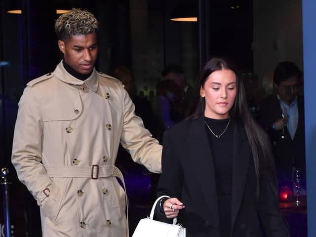  Marcus Rashford and Lucia Loi attend the "Rooney" World Premiere at Home on February 09, 2022 in Manchester, England. (Photo by Anthony Devlin/Getty Images)