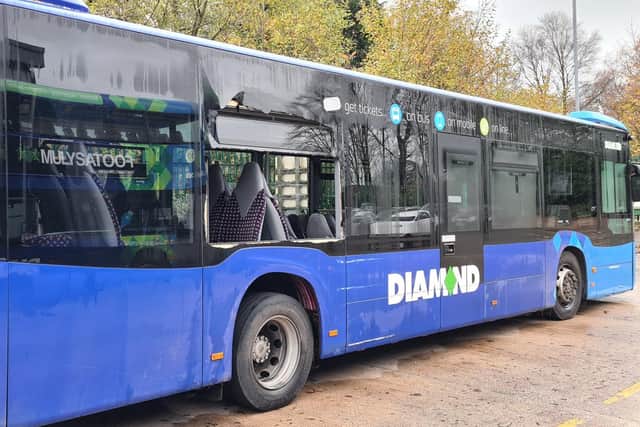 Diamond Bus services vandalised in Little Hulton between November 15 and 17, 2022. Credit: Diamond Bus
