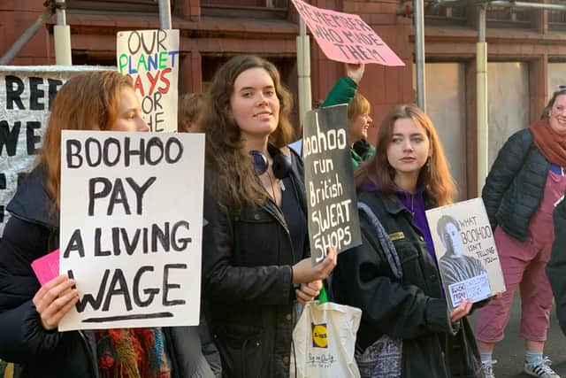 Demonstrators also criticised Boohoo’s treatment of workers at the protest